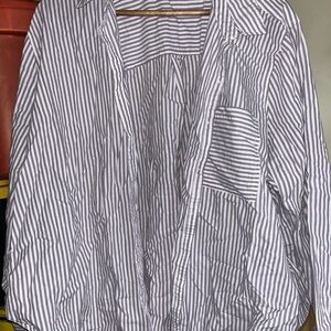 Old Navy Blue and White Striped Button Down Shirt